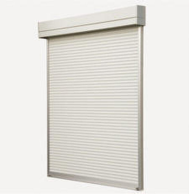 【電動シャッター】１階の掃き出し窓には電動シャッターを採用しました。ボタン一つで開閉できます。全閉時に外部からの不正な開放を検知するとロック状態にするモーターロック機能を搭載し、防犯面でも大活躍します。