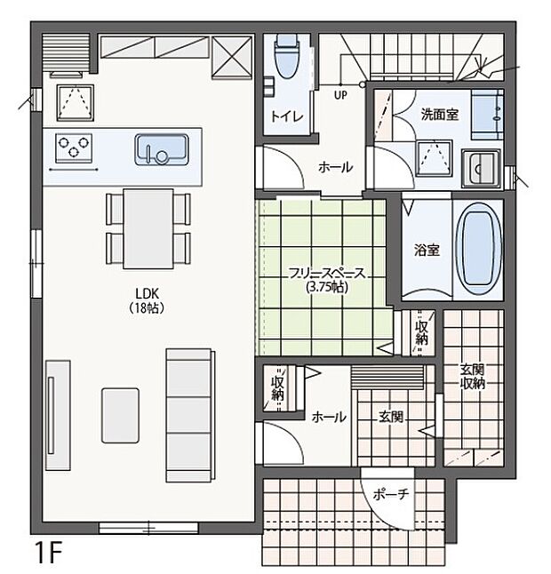 【3LKD+S】1F間取り図