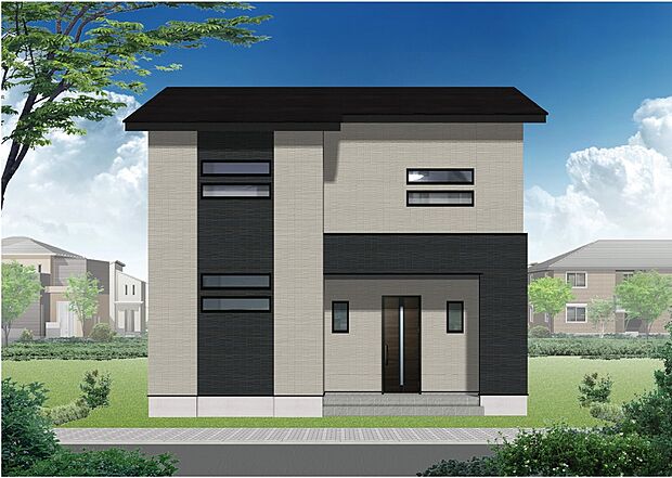 (1号棟) 完成予想図
販売価格:3580万円
敷地面積:179.74m2(54.37坪)
延床面積:113.44m2(34.31坪)