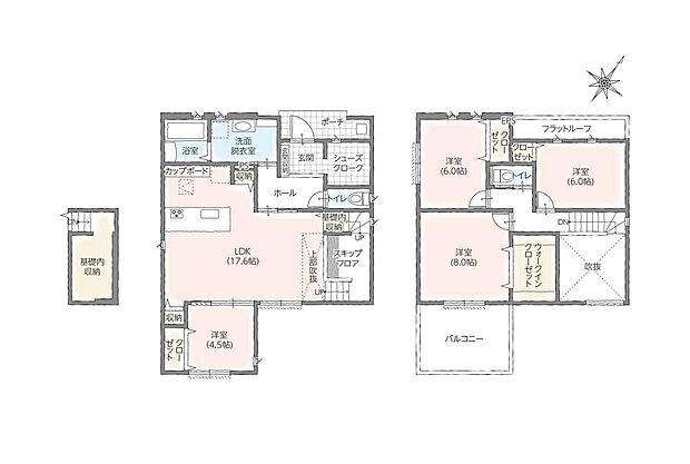 (2号棟) 間取図
販売価格:3780万円
敷地面積:180.01m2(54.45坪)
延床面積:115.09m2(34.81坪)