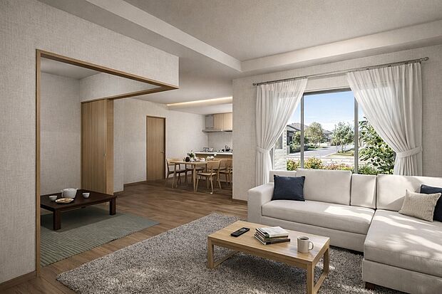 2号地の完成予想のパースです♪
LDKと和室が隣接しているため、LDKが大きく見えます!