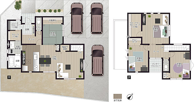 【4LDK】使い勝手の良いインナーバルコニーで雨の日の洗濯物も安心!キッチンから洗面脱衣室、浴室と水回りを集中させた、毎日の家事をラクにする家。