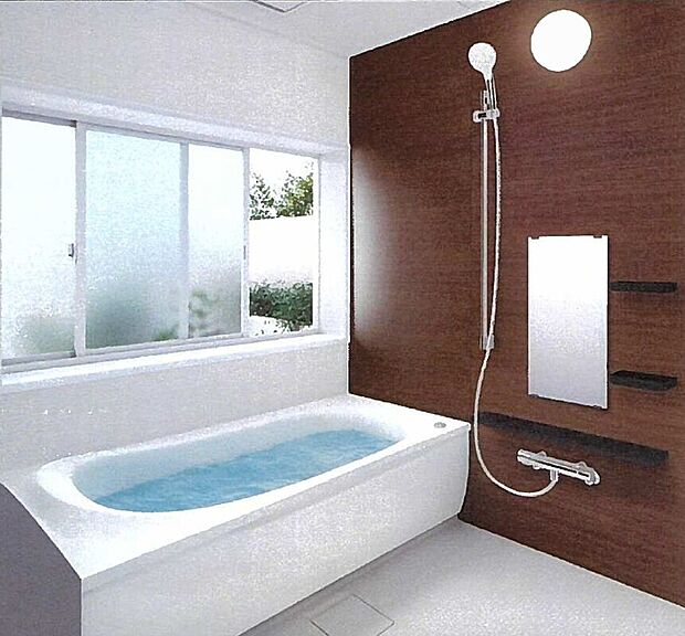 【ユニットバス】浴室乾燥暖房付きの浴室。室内干しや、冬場の寒い季節にも温かく着替えられ、ヒートショックにもなりずらいです。