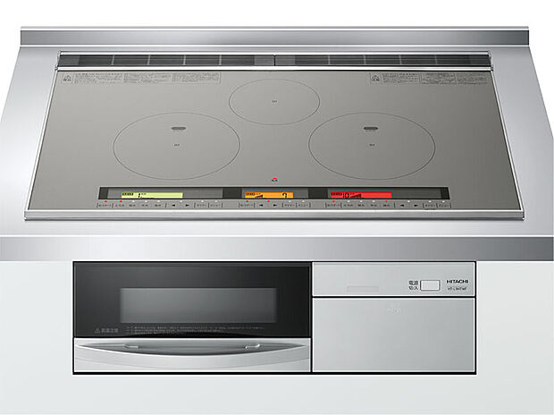 【IHクッキングヒーター】電気を使って鍋自体を直接加熱するIHクッキングヒーター。不完全燃焼や立ち消えの心配もないので安心です。水蒸気の発生や油の飛び散りも少ないため、室内をよりきれいに保つことができます。※画像はイメージです