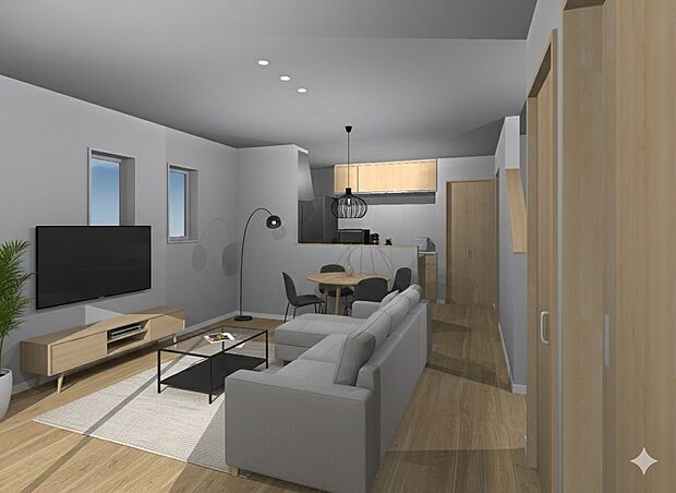 【1号地_LDK(2)※完成予想図】※画像のインテリアはCGの為、実際に設置は御座いません。