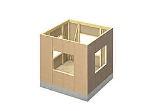 【タマタウン手鎌小西_設備・構造(3)】地震や暴風に対する強度がアップする「耐力面材」。外部からの力を建物全体へ分散させ、高い耐震性を確保します。