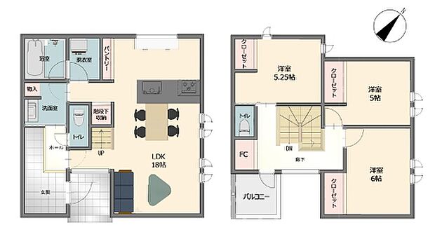 建物プラン例:No.4 土地建物価格4232万円、建物面積92.56m2