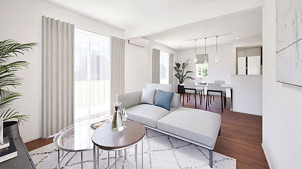 【8号地 参考プランの内観パース】あくまでもイメージとなります。
家具や照明は、価格に含まれません。