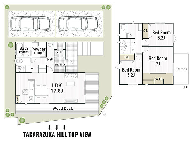【A-9号地　参考プラン】3LDK＋WIC＋SIC＋カースペース2台