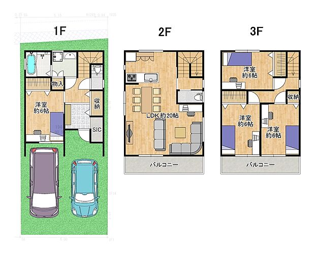 【4LDK】【4LDK+SIC+駐車場2台】
4面採光の約20帖LDKは、家族が自然と集まる心地よい空間。リビングの一角にはちょっとした書斎スペースを作るのもアリ♪