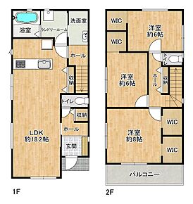 約18.2帖の広々LDKを中心に、全居室6帖以上を確保したゆとりある間取り。さらに全居室にウォークインクローゼットを備え、衣類や季節物もすっきり収納可能です。豊富な収納スペースにより居住空間を広く使え、快適な暮らしをサポートします。 