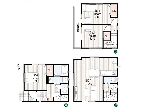 ◆全室２面採光！２部屋から出入り出来るワイドバルコニー！