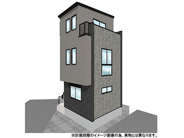 【外観イメージパース】多面採光の明るいリビングと、家族の動線が交わるリビングイン階段を採用。3階の10.3帖洋室は将来間仕切り可能で、3LDKとしても使える自由度の高さが魅力。