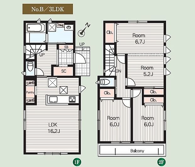 (B号棟)、価格4180万円、3LDK、土地面積144.2m2、建物面積103.44m2