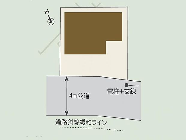 南側が幅員4mの公道に面した陽当り良好な敷地。すっきりとした整形地で、新生活を快適にスタートできます。