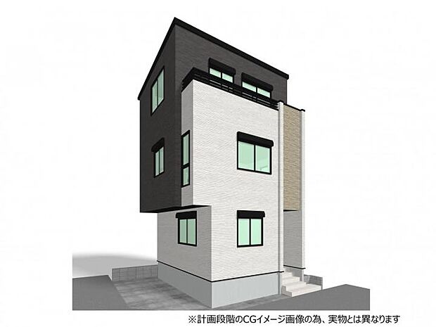 【外観イメージ】◆モノトーン基調のスタイリッシュな住宅が誕生！外壁は雨が汚れを落としてくれるセルフクリーニング機能採用！建物の美しさ保ちやすいです！