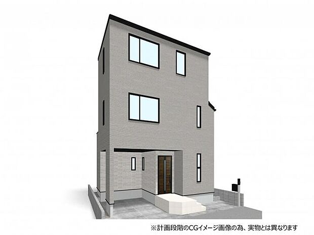 【外観完成イメージ】永大グループ施工住宅◆スタイリッシュな外観デザインが魅力的な新築戸建てが誕生！スーパーまで徒歩2分という圧倒的な利便性が忙しい毎日のゆとりを生み出します！