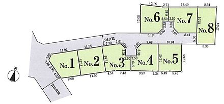 区画図　８区画　土地面積145.01m2（43.86坪） 