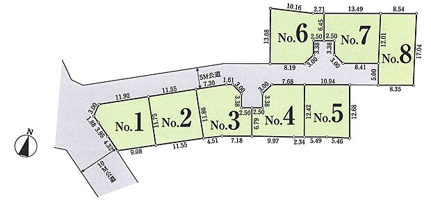 区画図　８区画　土地面積145.01m2（43.86坪）