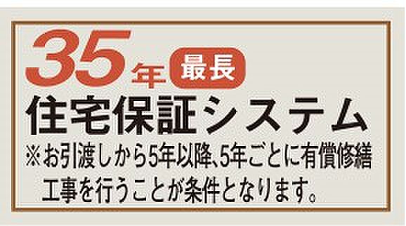 【非公開】本物件は、「35年住宅保証システム」によって、10年の基本保証終了後も、5年ごとの点検+有償補修を通じて最長35年まで保証延長が可能です。
