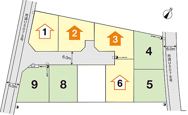 【全体区画図】全9区画の分譲地です。
