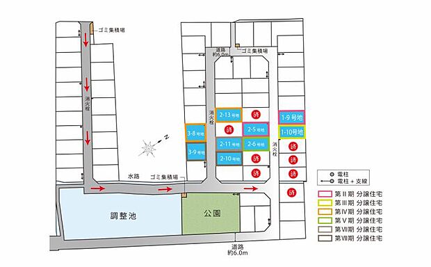 【全体区画図】全区画整った形状で、建築計画の立てやすい分譲地です。