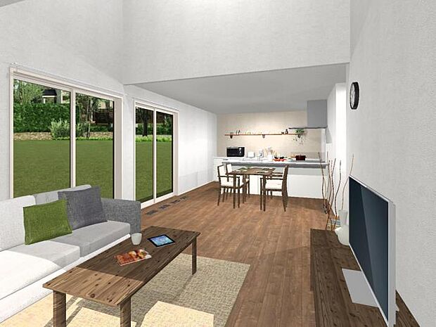 【【3-8号地　リビング】【3-8号地　リビング】吹き抜けがあり、広々とした空間にてリラックス頂けるよう設計しております。※イメージです。