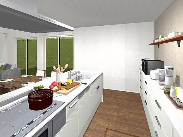 【【3-8号地　キッチン】】【3-8号地　キッチン】広々としたキッチン。明るく清潔感のある扉色です。※イメージです。