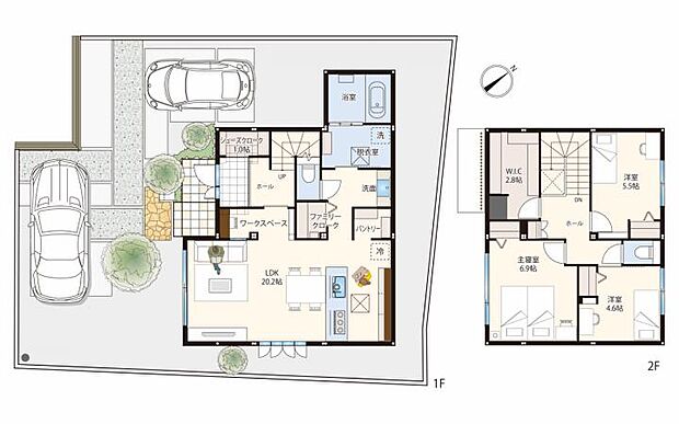 【【8-3号地 間取り】】水回りがまとまっている、暮らしやすい間取りです。(2025.11撮影)