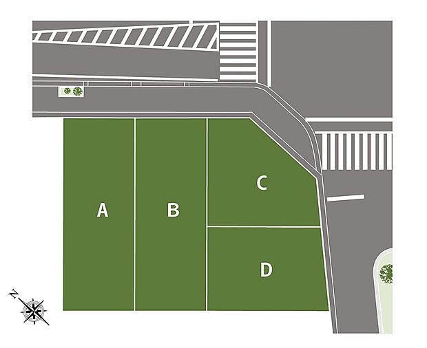 【SmileTown北在家II】暮らしを彩る様々な周辺施設が魅力の全4区画!最寄りバス停、コンビニ、飲食店へ徒歩約1分!買い物施設や市役所も徒歩圏内に揃う、便利なエリアです。緑豊かな公園も身近に。