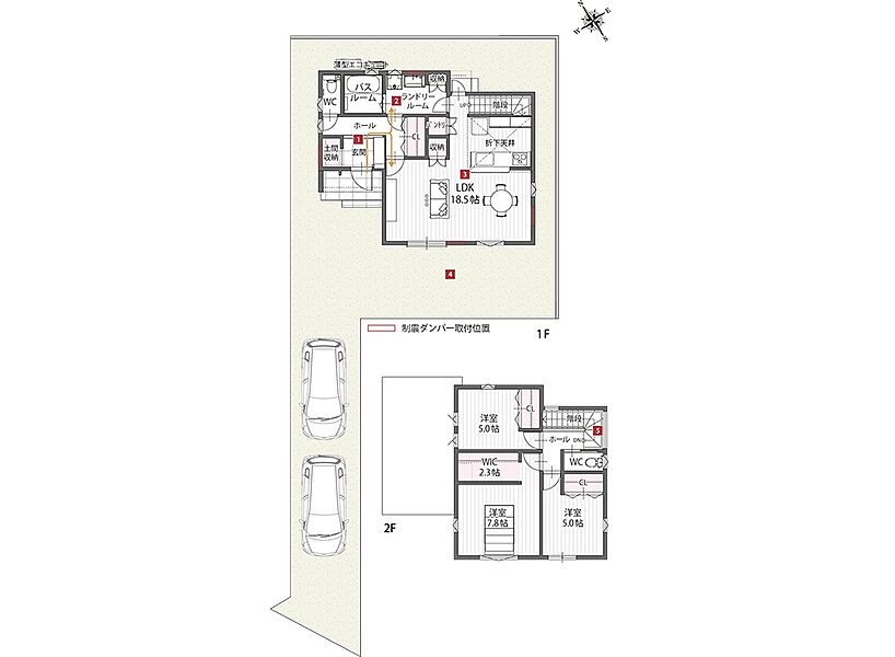 (2)間取図/B号地モデルハウス