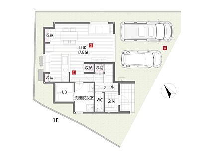 【1階間取図/E号地モデルハウス】