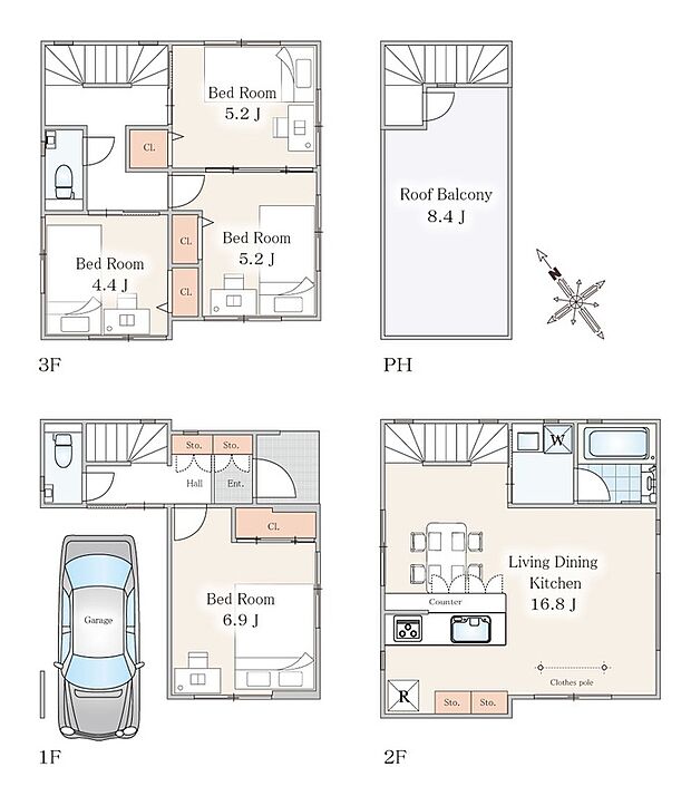 【4LDK】車庫面積12.27m2含む