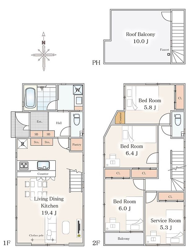 【3SLDK】協定通路13.40m2含む