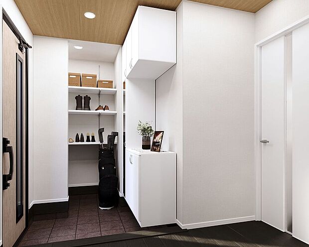 ●２号棟の玄関とシューズクローク
●広さと使いやすさを兼ね備えています