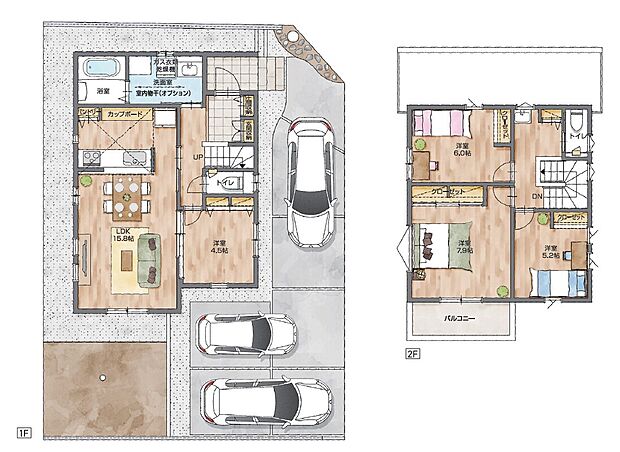 NO.１　リビング横に便利な居室を設けた住まい。