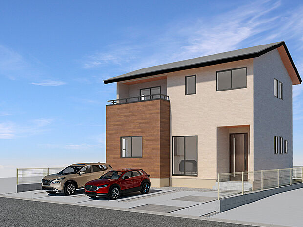 【【No.2】完成予想外観】【駐車場4台】2.5帖の大型収納でキッチンと洗面室が繋がる住まい。(※画像はイメージです。実際のものとは多少異なる場合がございます。)