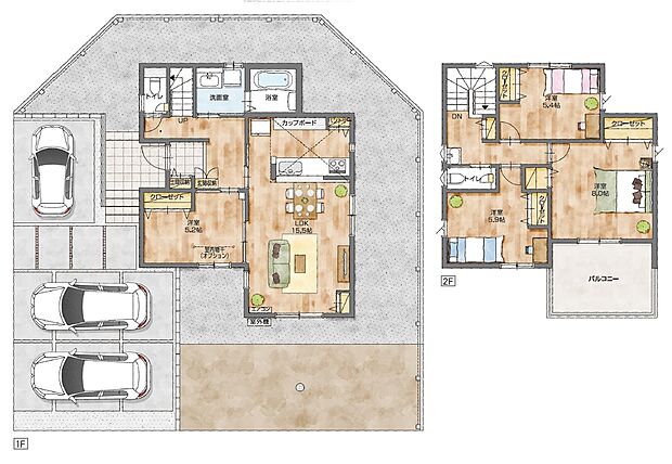 【4LDK】・4LDK&駐車場3台でご家族の多い方や来客のある方にも安心の住まいです。
・1階洋室は玄関ホール・LDKの2か所から出入りできる便利な動線♪
・全居室収納付き!スッキリとした住まいがかないます。