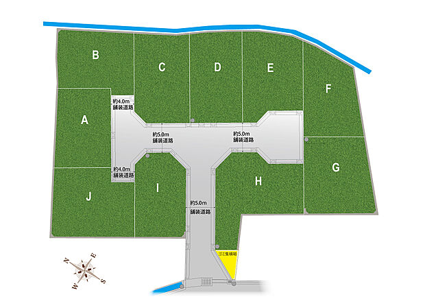 【全体区画図】
理想のプランを実現いただける、自由設計タウン！全10区画の新しい街並みが誕生します。スーパーや病院、教育施設などの生活利便施設が徒歩圏内に揃う暮らしやすい住環境です。