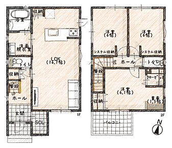 6.1帖の洋室には書斎スペースを設置。ライフスタイルに合わせた活用ができそうです。 