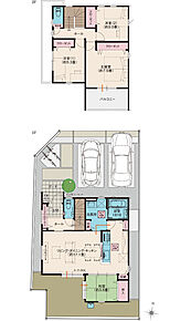 SIC=シューズインクローゼット 
●掲載の間取り図は計画段階の図面を基に描き起こしたもので実際とは多少異なります。
●施工等の関係で変更になる場合があります。詳しくは施工図等でご確認ください。
●外構の石やタイルなどは、おおよその施工範囲を示したものです。 
 