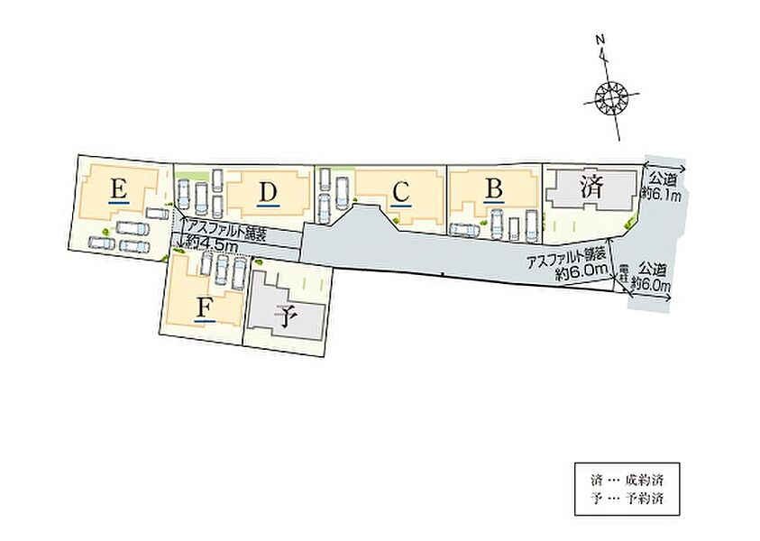 全体区面図
犬山市木津西ノ畑に「全7棟」の住まいが誕生しました。4～5LDKの空間に多種多様な収納、使いやすい設備を装備した快適な住まい！オール電化住宅！お問合せお待ちしております。