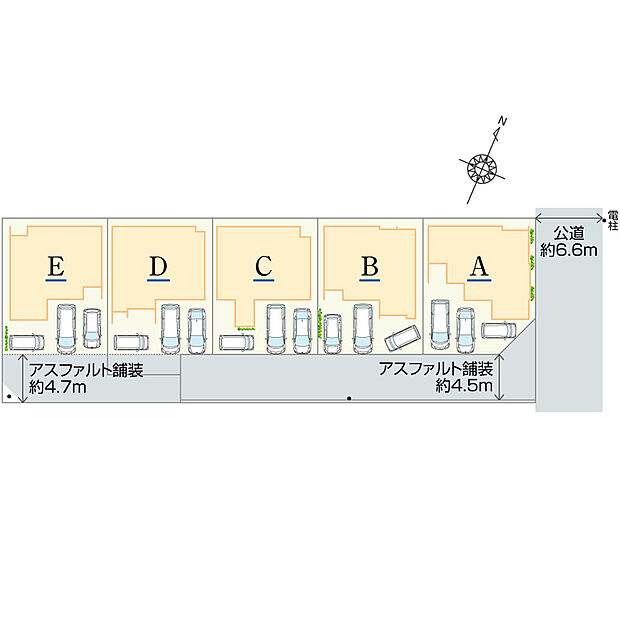 総戸数5戸、名鉄名古屋本線「今伊勢」駅まで徒歩約16分、自転車約5分(約1220m)の立地にあります。名鉄バス「酒見神社」停まで徒歩約8分(約600m)でバスも利用可能。通勤・通学にも便利！

