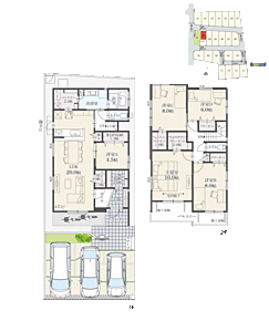 5LDK+多目的収納+Wウォークインクローゼット+玄関収納+リビング収納+パントリー
駐車3台可

全居室洋室タイプ。日々のお手入れや、家具の移動などの模様替えもスムーズに行えます。 