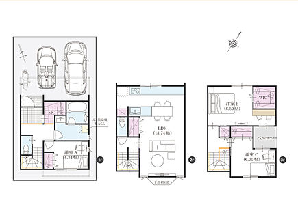 建物プラン例｜3LDK／建物面積103.82m2／建物価格2420万円
土地+建物プラン＝5180万円 