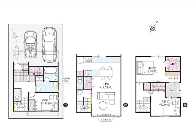 建物プラン例|3LDK/建物面積103.82m2/建物価格2420万円
土地+建物プラン=5180万円