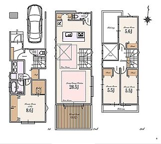 3階は南北両面バルコニー、開放感に満たされる住空間。
人気のアイランド型キッチンでは、多人数で賑やかにお料理を楽しめます。 