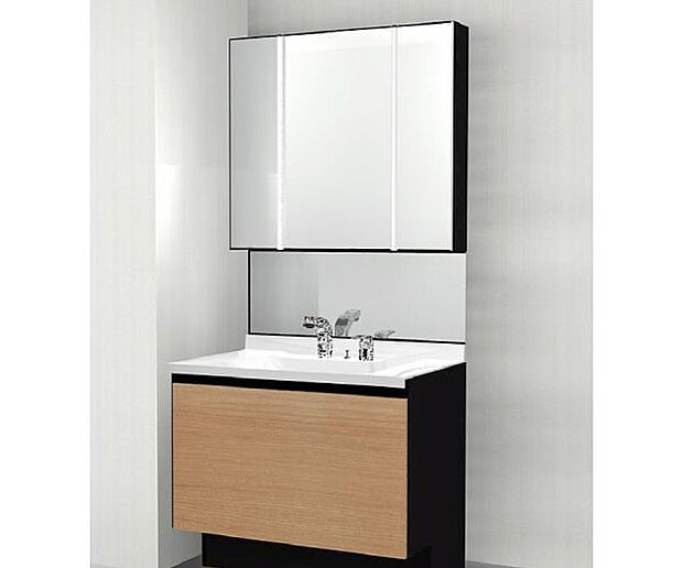 【【LIXIL】ワイドタイプ洗面化粧台】ワイドタイプなので毎日の作業がグンと楽に。ゆとりの収納力でサニタリールームをすっきりと整えます。水栓はタッチレスとなっており、水栓操作が不要で衛生的です。