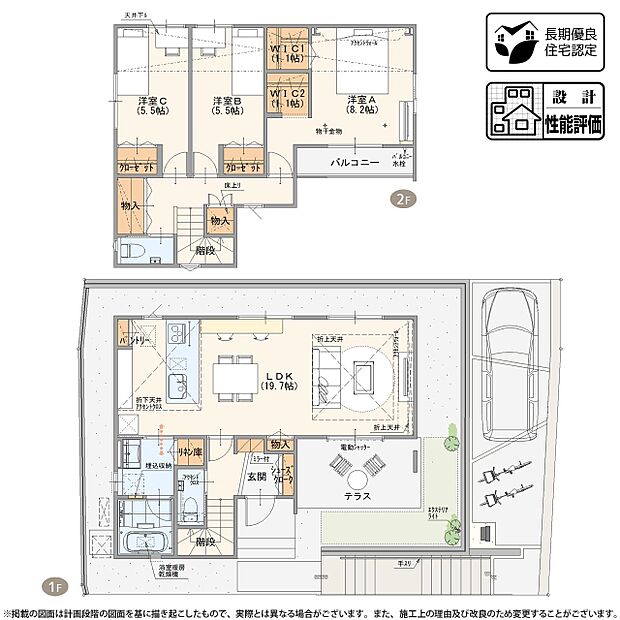 【3LDK】5号棟 プラン  ※バルコニー面積一部含