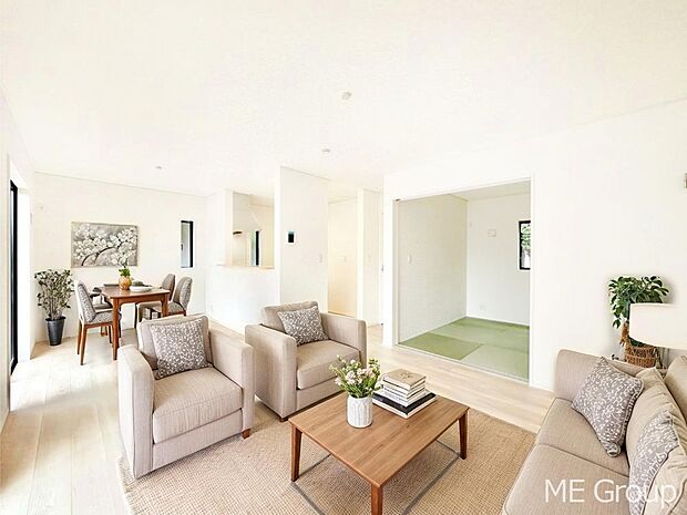 落ち着いた雰囲気のＬＤＫは家族みんなの快適空間　※家具はCGです